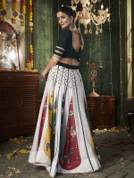 White Maslin Cotton Readymade Navratri Lehenga Choli